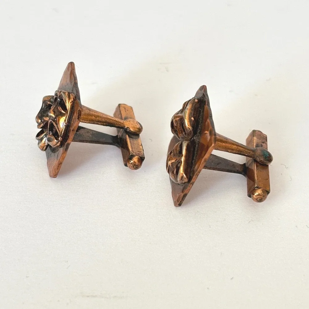 Vintage Cufflinks Copper Theater Masks Cufflinks‎ Comedy Tragedy Drama Artisitic